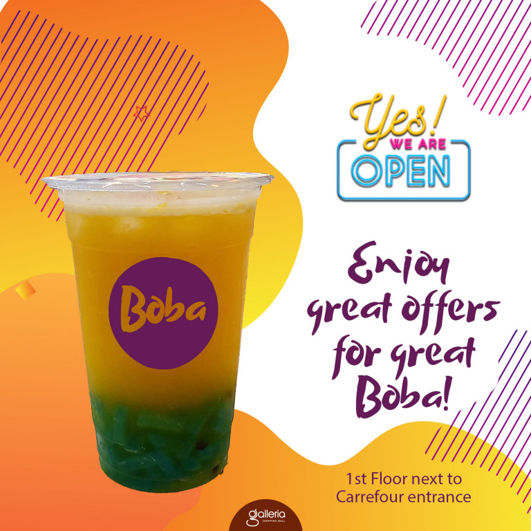 Boba Cafeteria is now open Galleria Shopping Mall