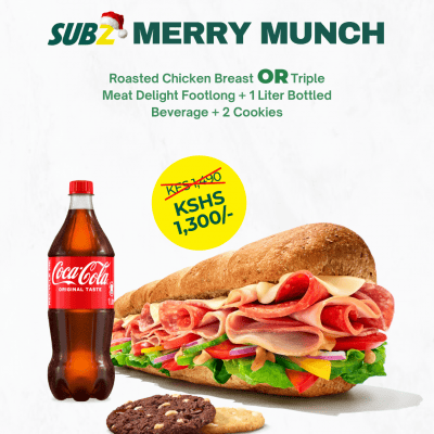 Roasted Chicken Breast or Triple Meat Delight Footlong + 1 ltr Bottled Beverage & 2 Cookies (2)