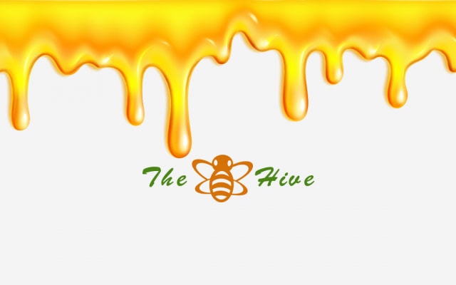The Hive logo centered beneath a dripping honey graphic